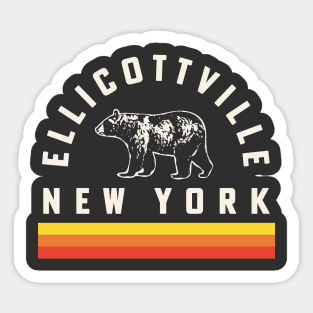 Ellicottville New York Souvenir Retro Vintage Stripes Bear Sticker